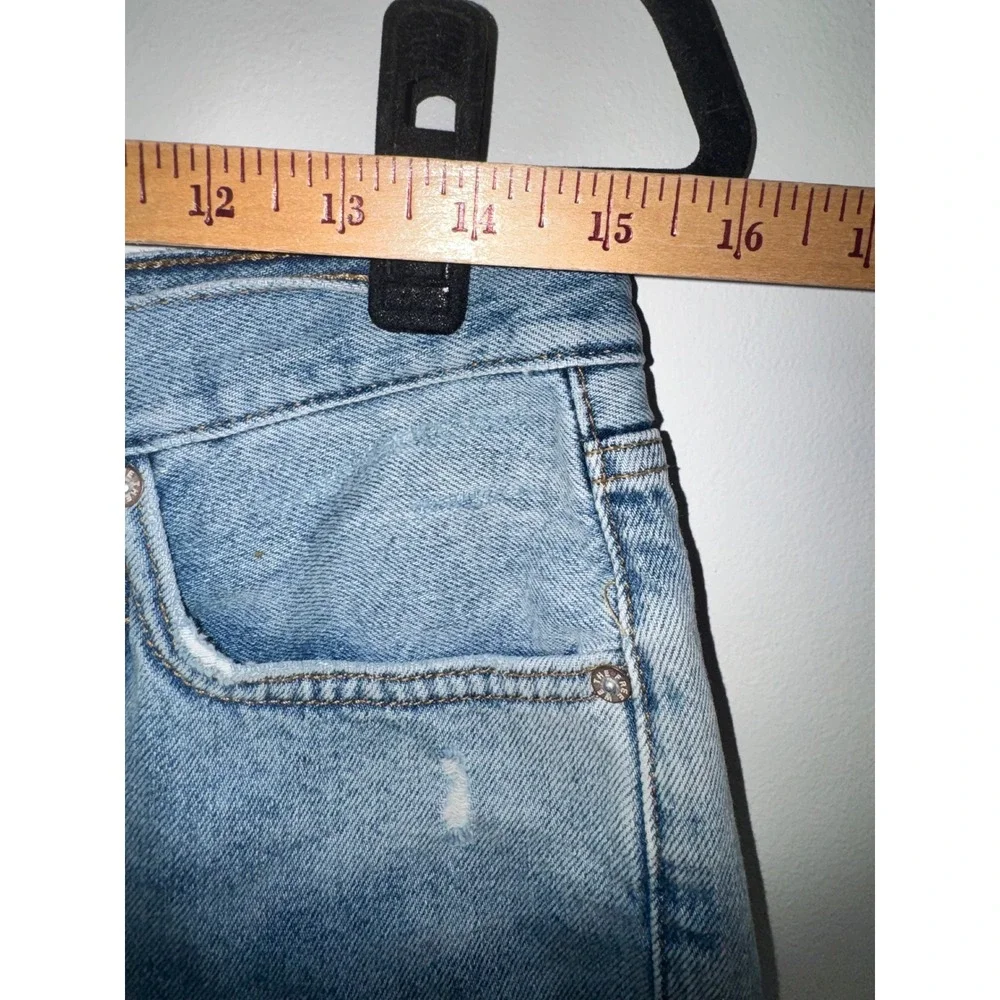 We The Free Distressed Denim Shorts Blue Cutoff Button Fly Size 29